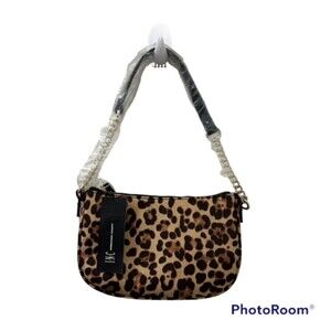 NWT INC International Concepts Leopard Print Faux Suede Chain Strap Shoulder Bag
